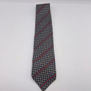 VERSACE CLASSIC V2 Navy Blue and Yellow Floral Pattern Silk Necktie